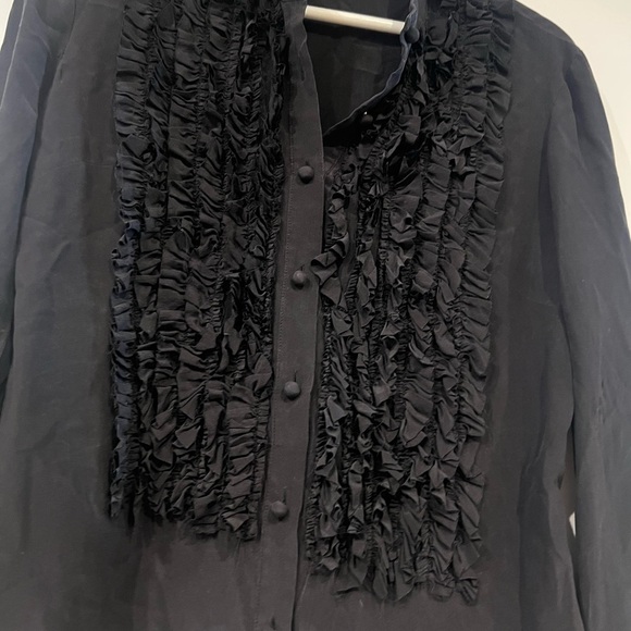 Vintage Versace Black Puff Sleeve Ruffled Blouse - Picture 7 of 8